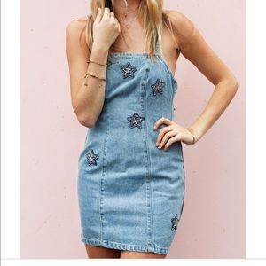 NWT MinkPink denim star dress